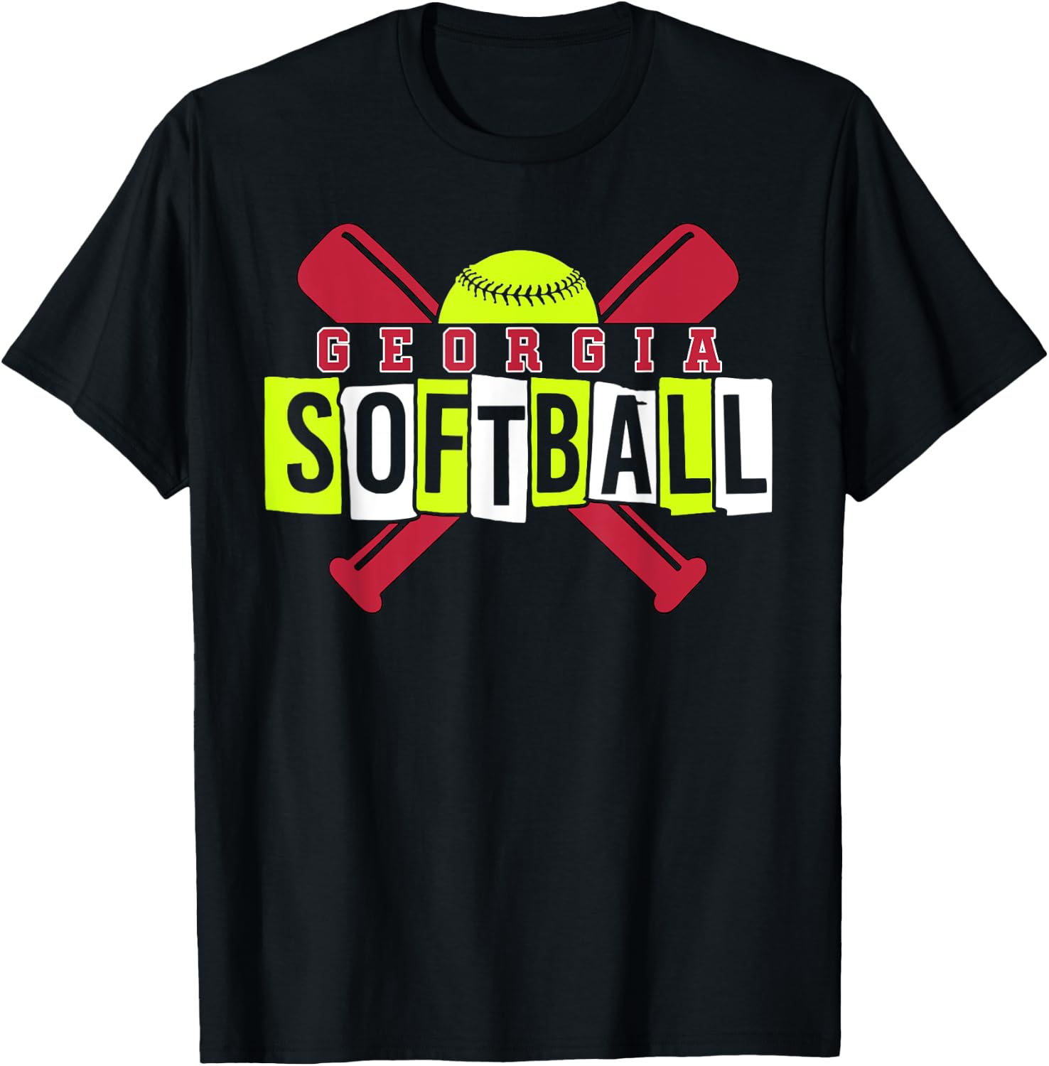 Georgia Softball Vintage Retro Design T-Shirt - T-Shirt | Black