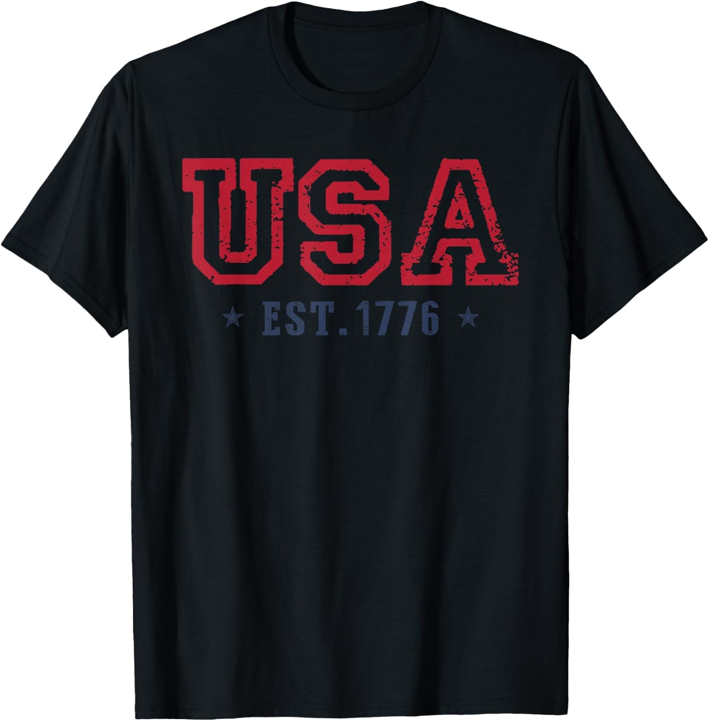 4th Of July Patriotic US Flag USA Est 1776 America Men women T-Shirt - T-Shirt | Black