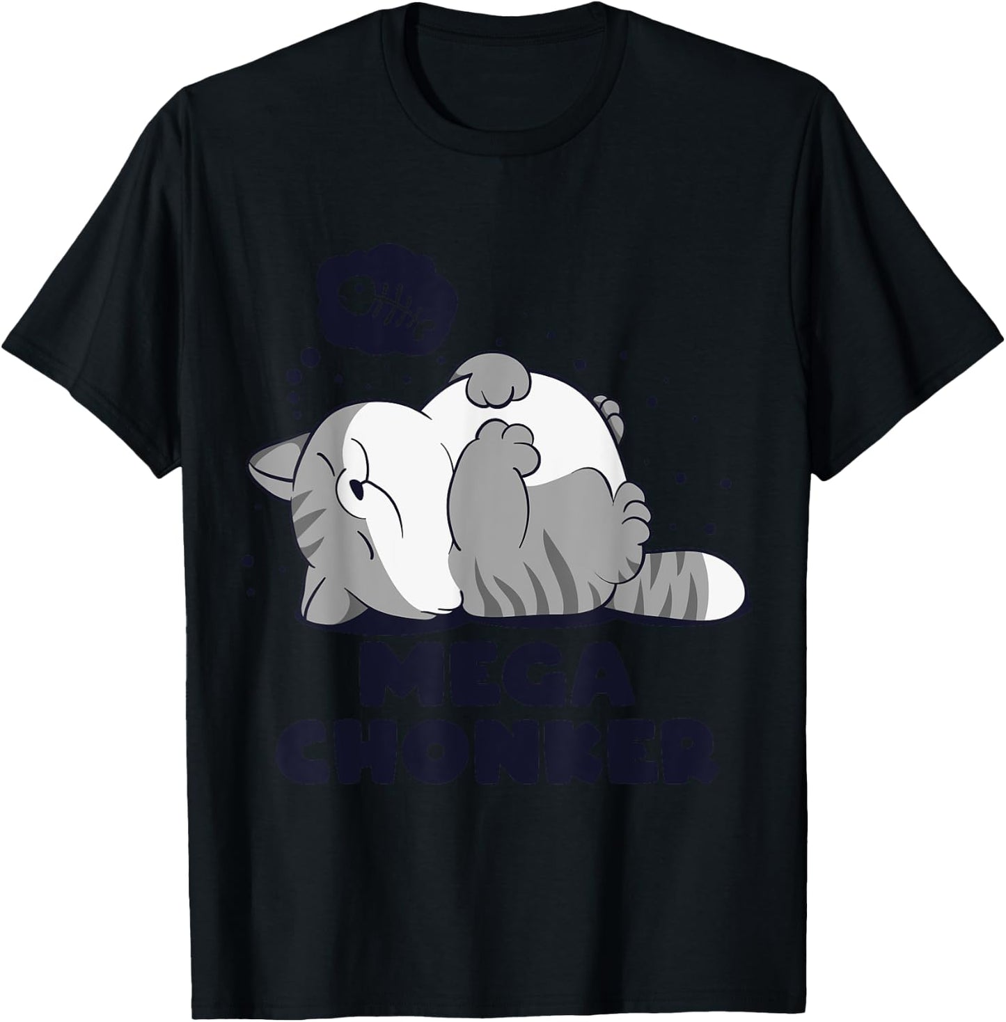 Mega chonker Lazy chonk Cat Funny meme design Women Girls Kids T-Shirt - T-Shirt | Black