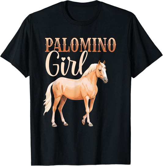 Palomino Girl Horse Lover Girls Women T-Shirt - T-Shirt | Black