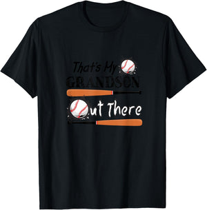 That's My Grandson Out There Baseball Grandma Father's Day T-Shirt - T-Shirt | Black