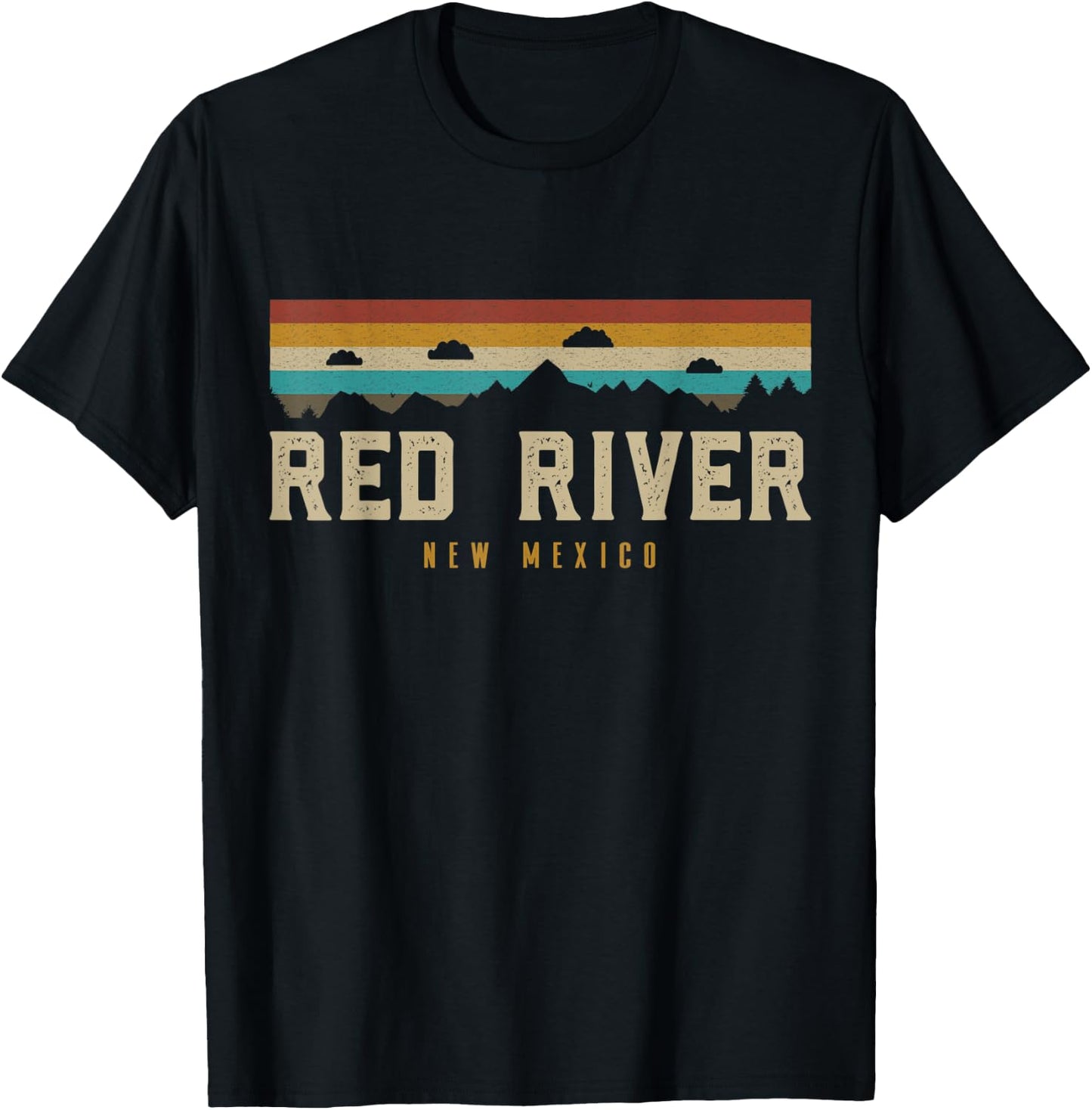 Red River Vintage Mountains Hiking Camping New Mexico Retro T-Shirt - T-Shirt | Black