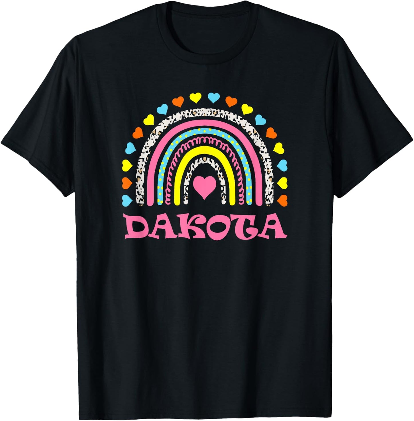 Dakota Cute Colorful Rainbow Design for Girls Name Dakota T-Shirt - T-Shirt | Black