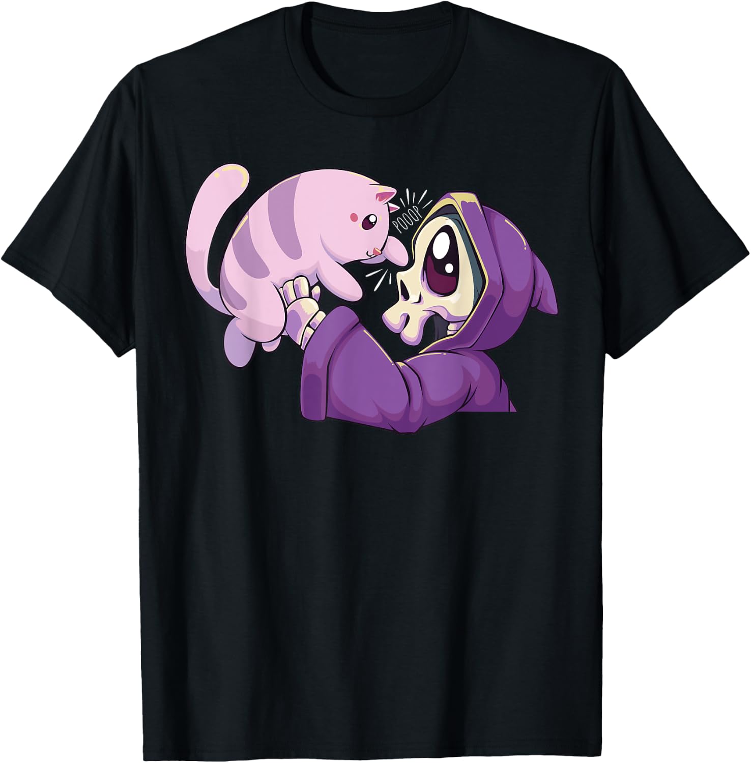 Pastel Goth Kawaii Reaper and Cat Women T-Shirt - T-Shirt | Black