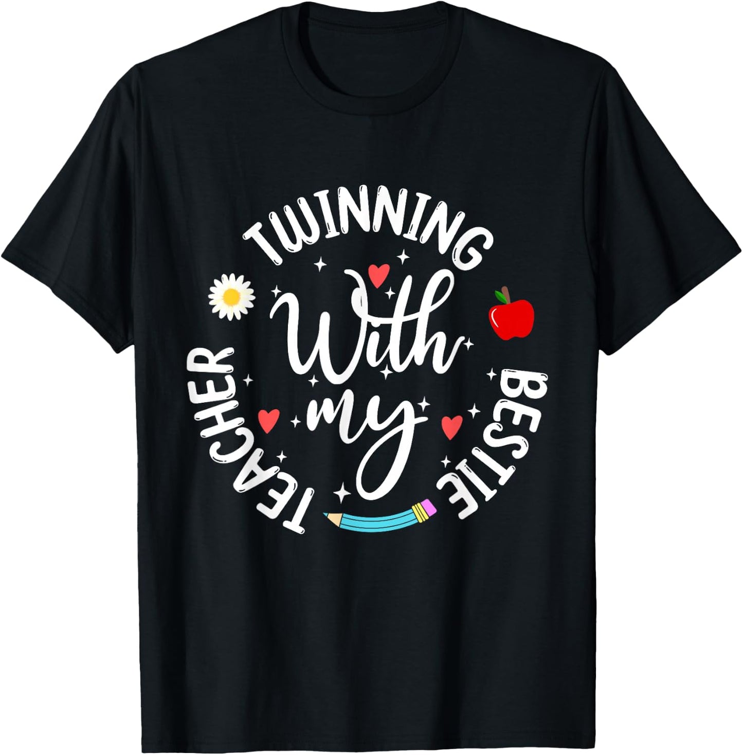 Twinning With My Bestie Teacher Boy Spirit Week Twin Day T-Shirt - T-Shirt | Black