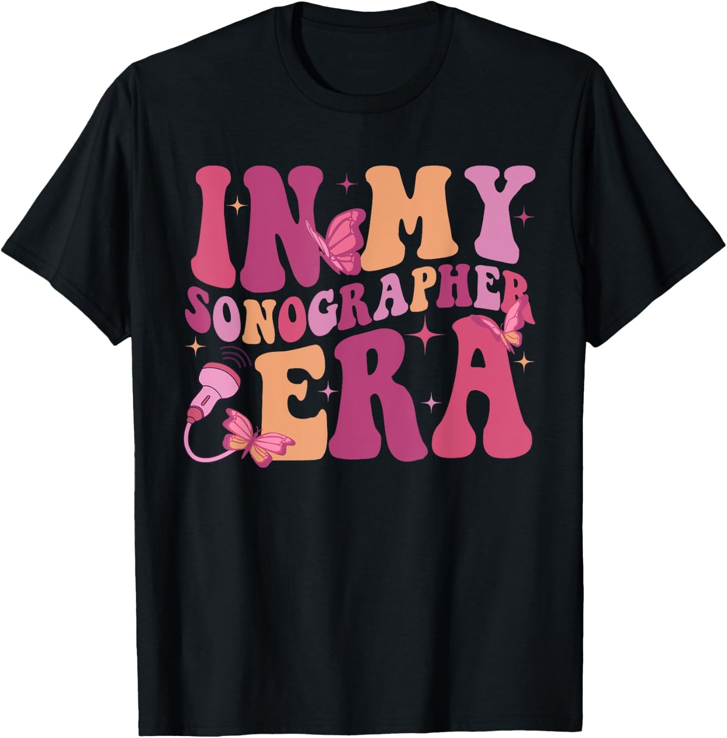In My Sonographer Era Funny Retro Ultrasound Technologist T-Shirt - T-Shirt | Black