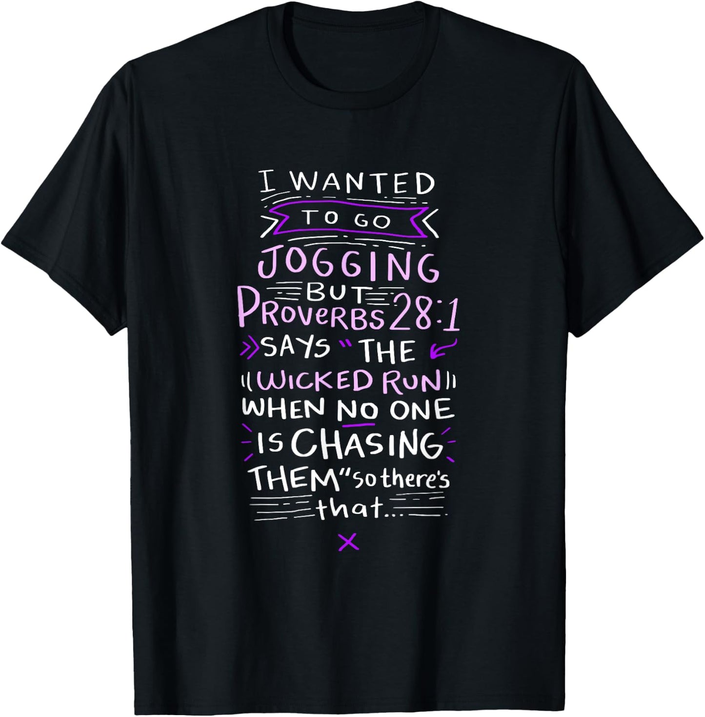 Funny Saying - I Wanted To Go Jogging But Proverbs 28:1 T-Shirt - T-Shirt | Black
