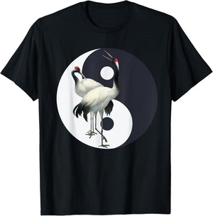 Tai Chi White Crane Yin, Yang, Qi Gong, Chinese White Bird T-Shirt - T-Shirt | Black