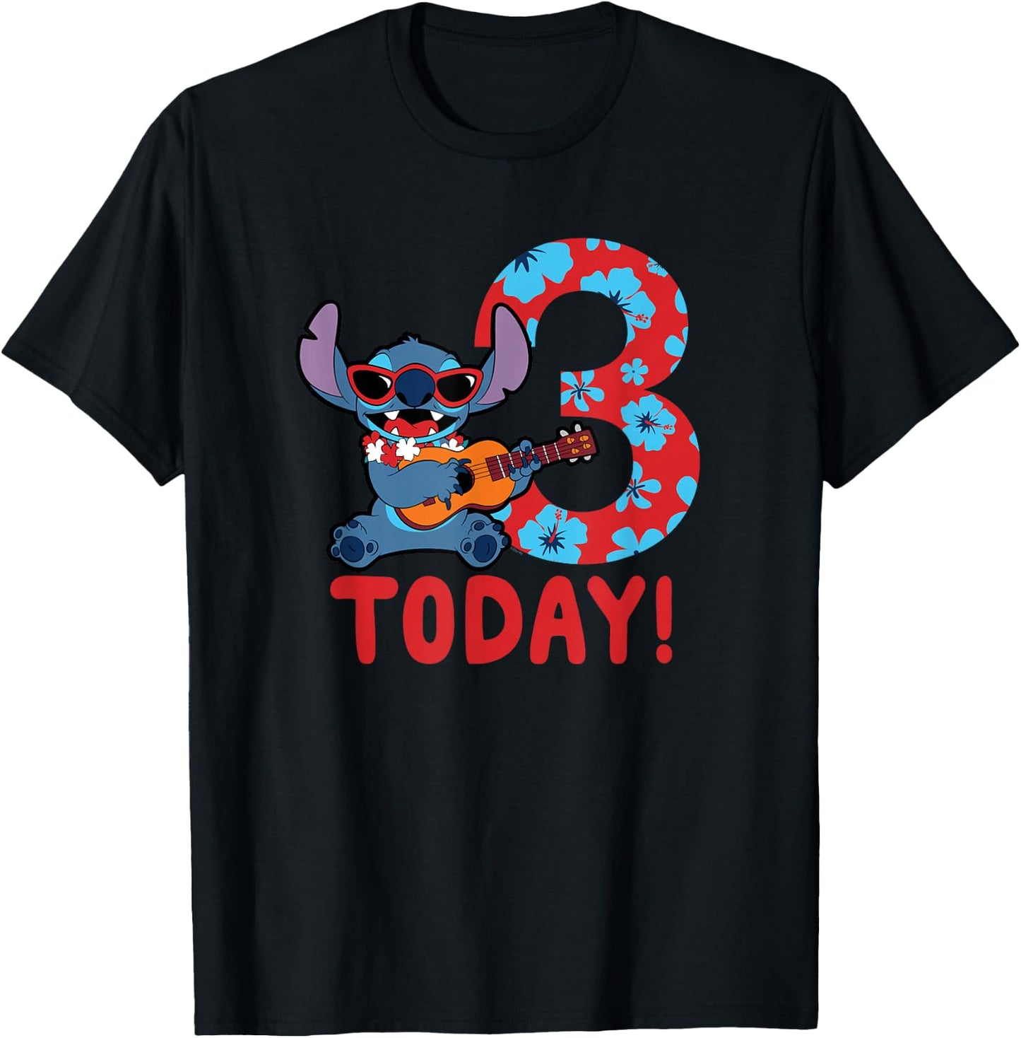 Disney Lilo & Stitch Tropical Birthday 3 Years Old Today T-Shirt - T-Shirt | Black