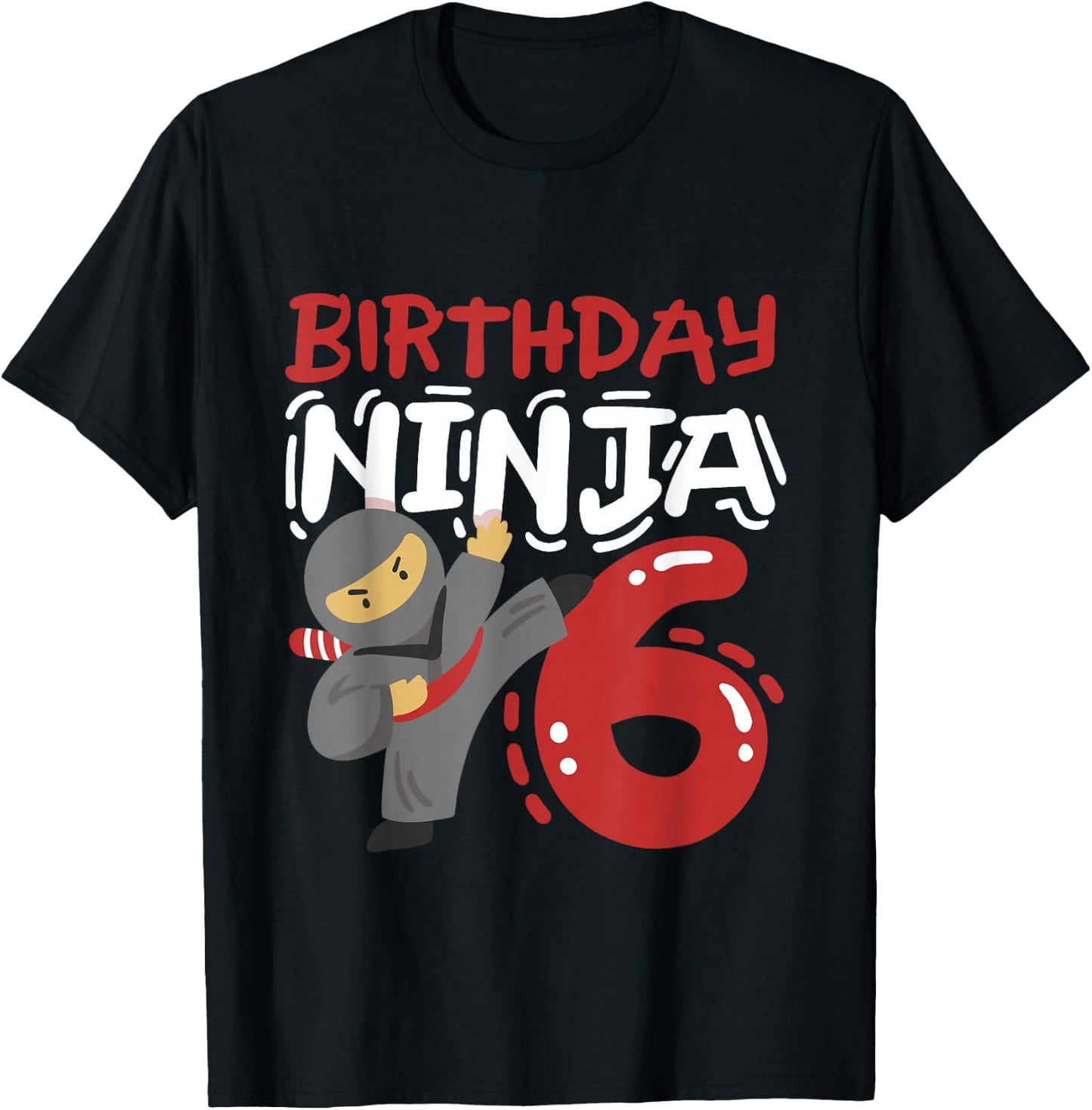 Birthday Ninja 6 Years Old Karate Kids 6th Birthday Boys T-Shirt - T-Shirt | Black