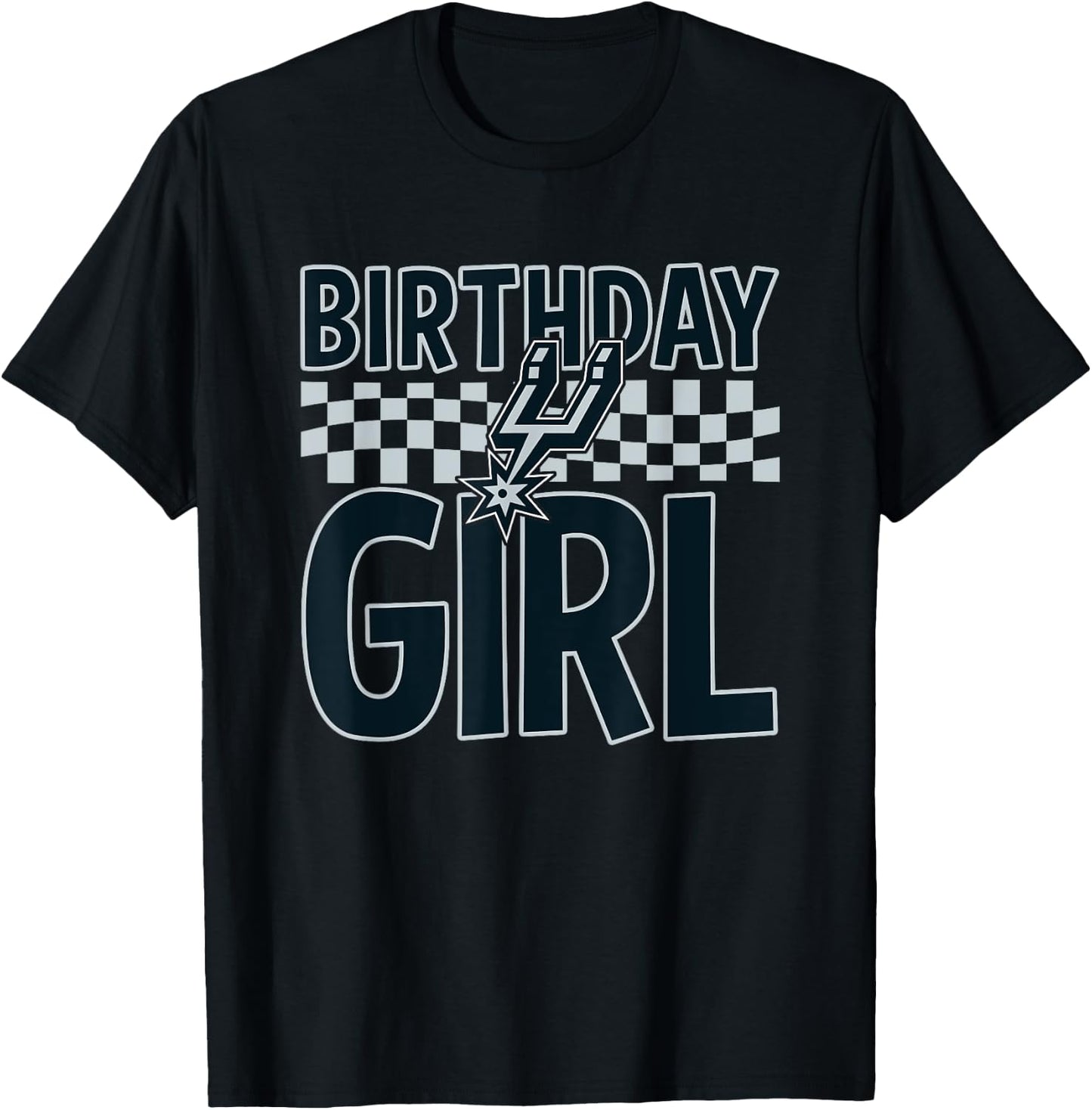NBA San Antonio Spurs Birthday Girl Checkered Logo T-Shirt - T-Shirt | Black