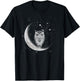 Owls Night Owls Owl At Night On Moon In Night Sky T-Shirt - T-Shirt | Black