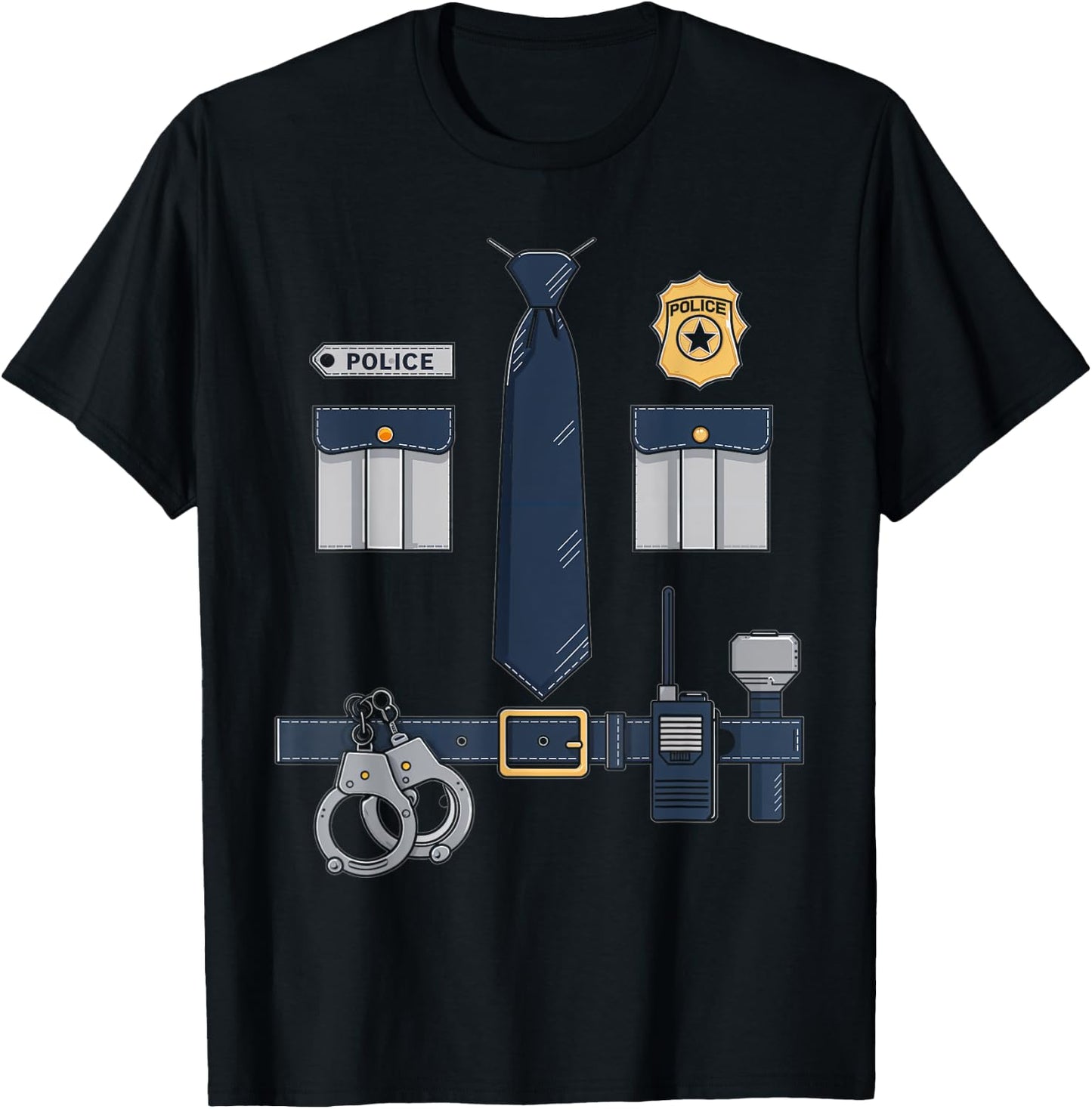 Police Costume Police Officer Halloween Police Uniform T-Shirt - T-Shirt | Black