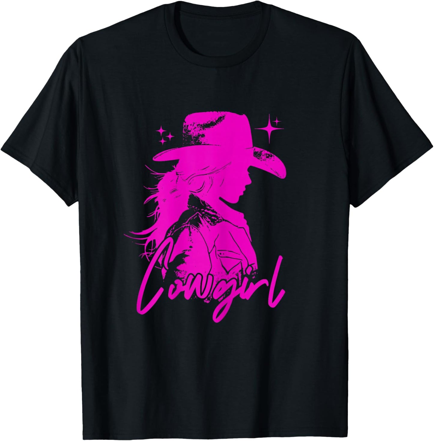 Pink Cute Cowgirl Disco Rodeo Outfit Country Coastal Preppy T-Shirt - T-Shirt | Black