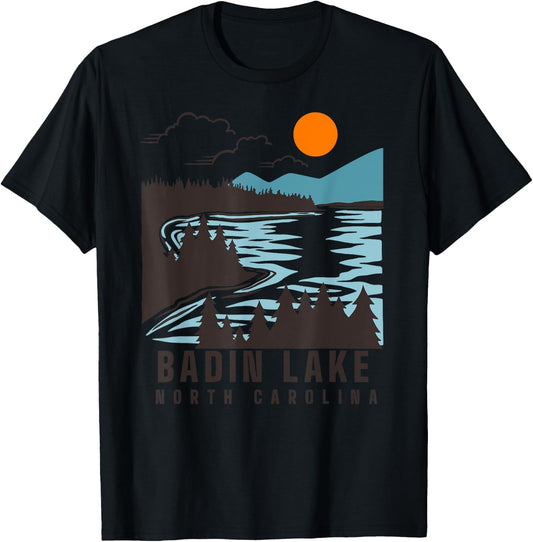Badin Lake North Carolina Summer Lake Life Boating T-Shirt - T-Shirt | Black
