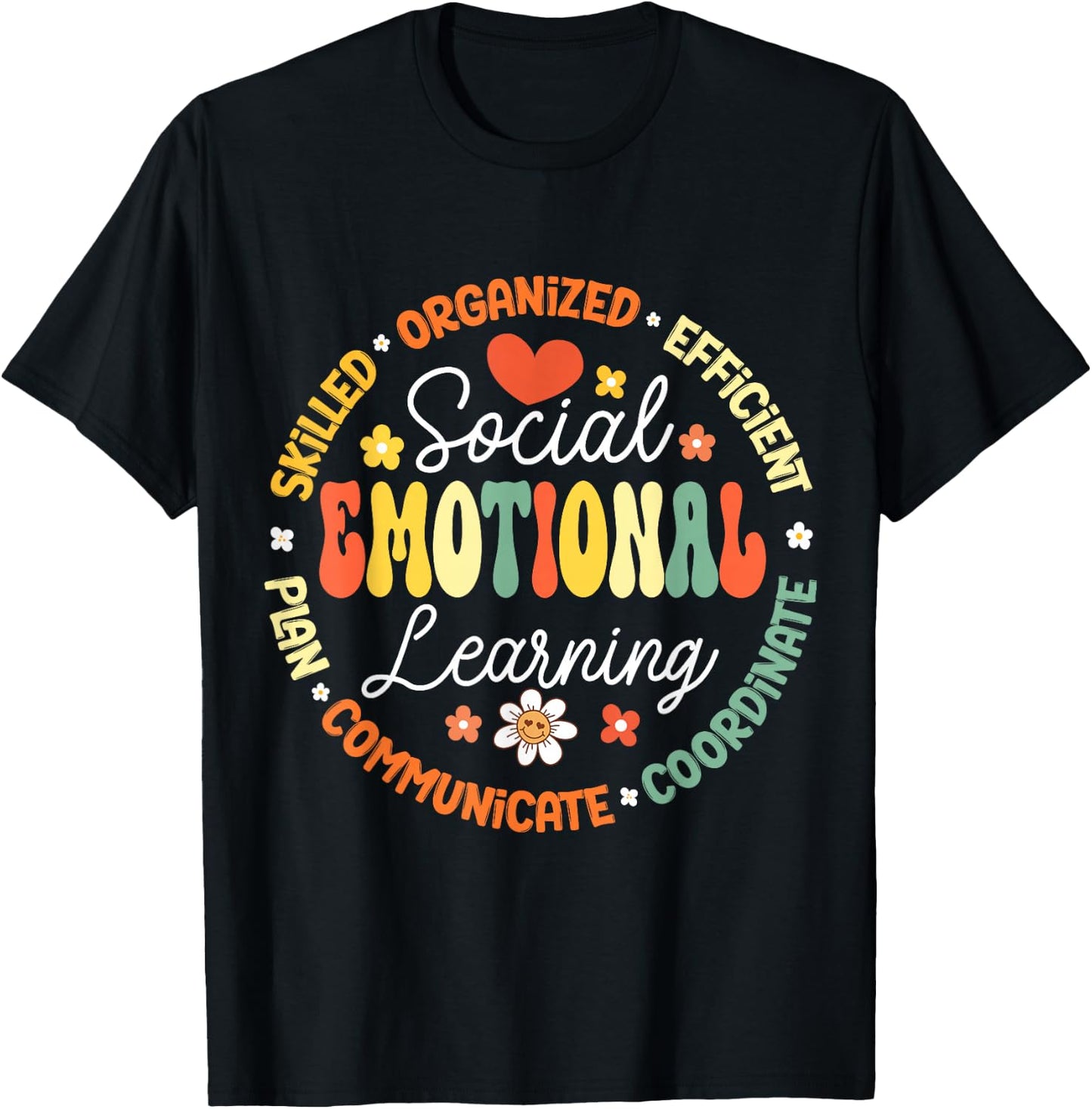 Social Emotional Learning Heart Counselor Teacher SEL Day T-Shirt - T-Shirt | Black