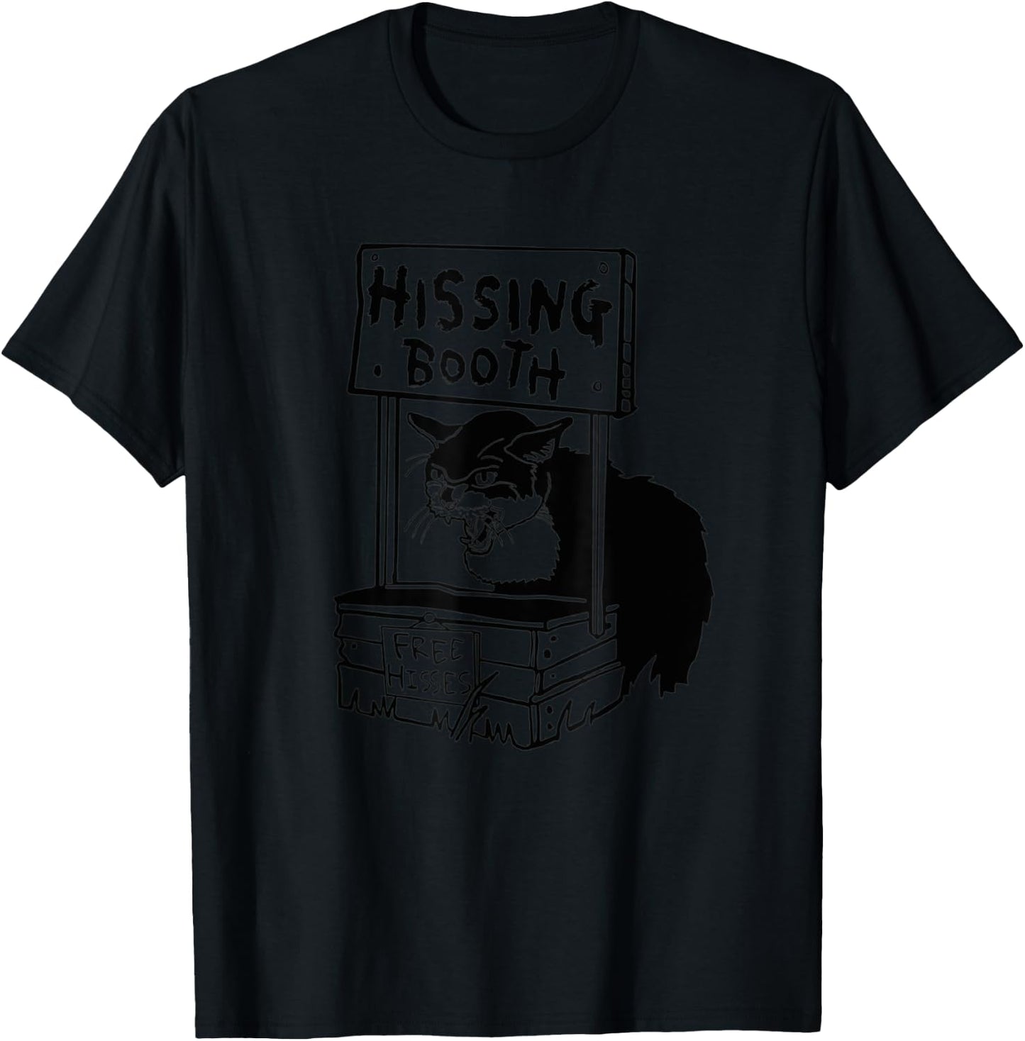Cat Hissing Booth Black Cat Cute Ktten Cat Lover Funny T-Shirt - T-Shirt | Black