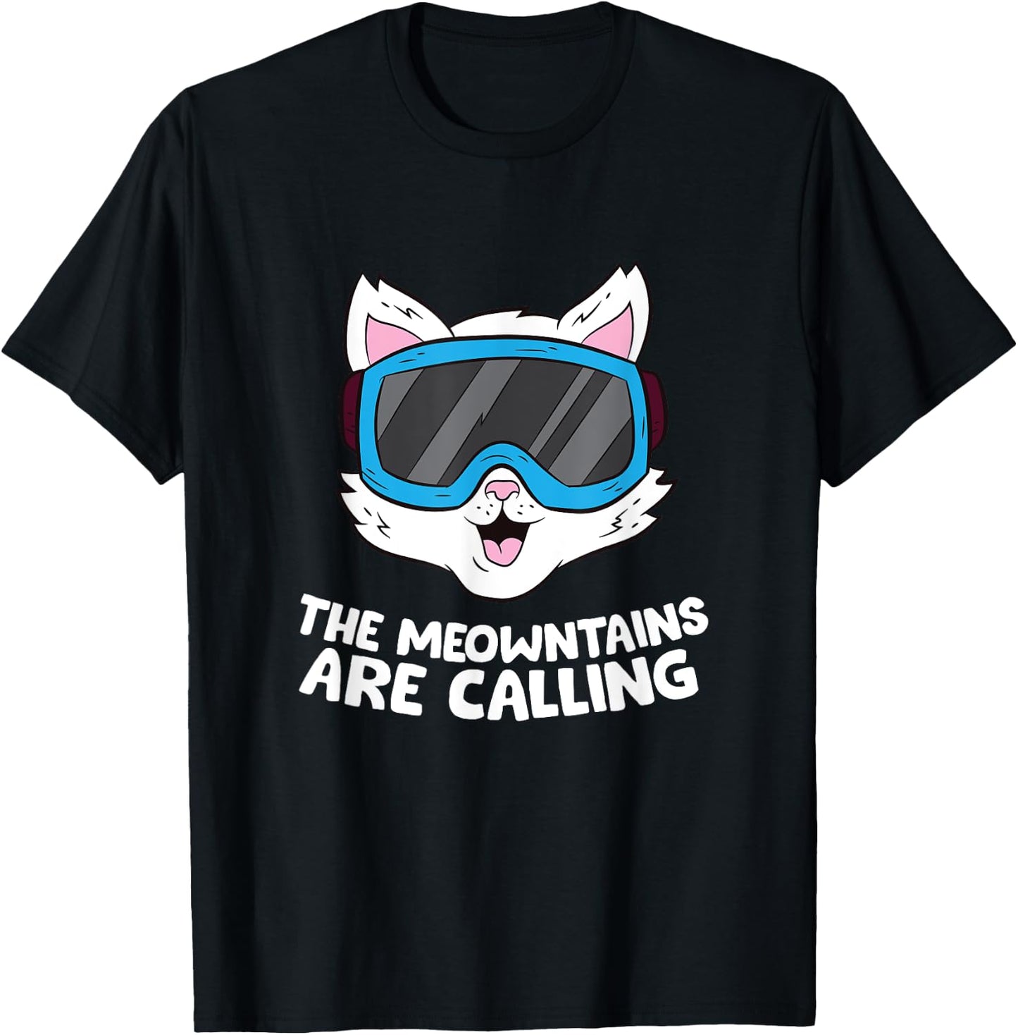 Funny Snowboard Ski Goggle For Snowboarding Cat Skiing Women Girls Kids T-Shirt - T-Shirt | Black