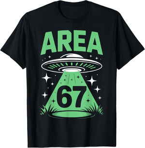 Funny Area 67 UFO Alien Six Seven Meme Gen Alpha Slang Kids T-Shirt - T-Shirt | Black