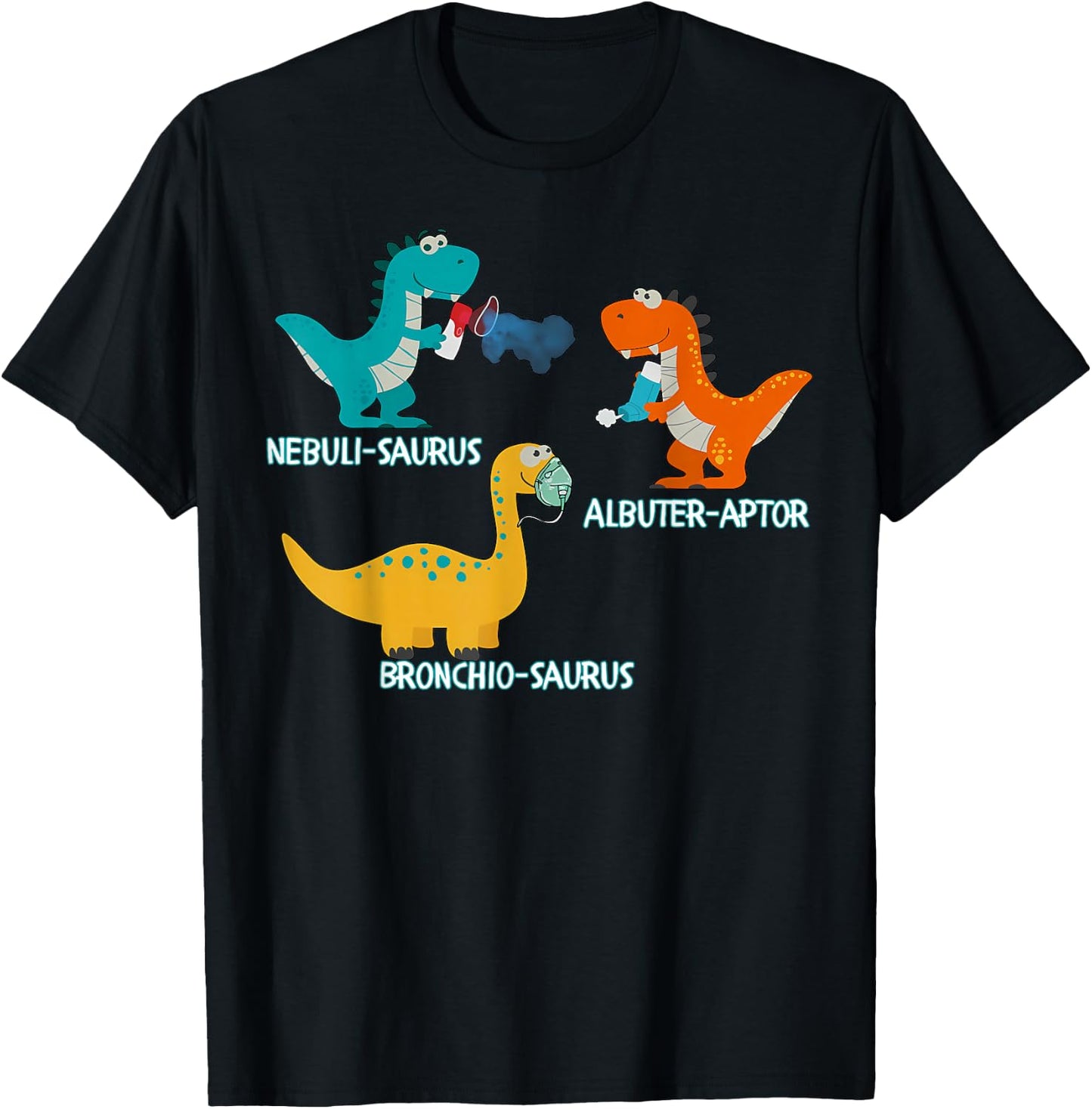 Dinosaur Pediatric Respiratory Therapy PEDS PICU RRT Crew T-Shirt - T-Shirt | Black