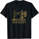 Vintage Sewing Machine Sew Happy Design Crafting Happiness T-Shirt - T-Shirt | Black