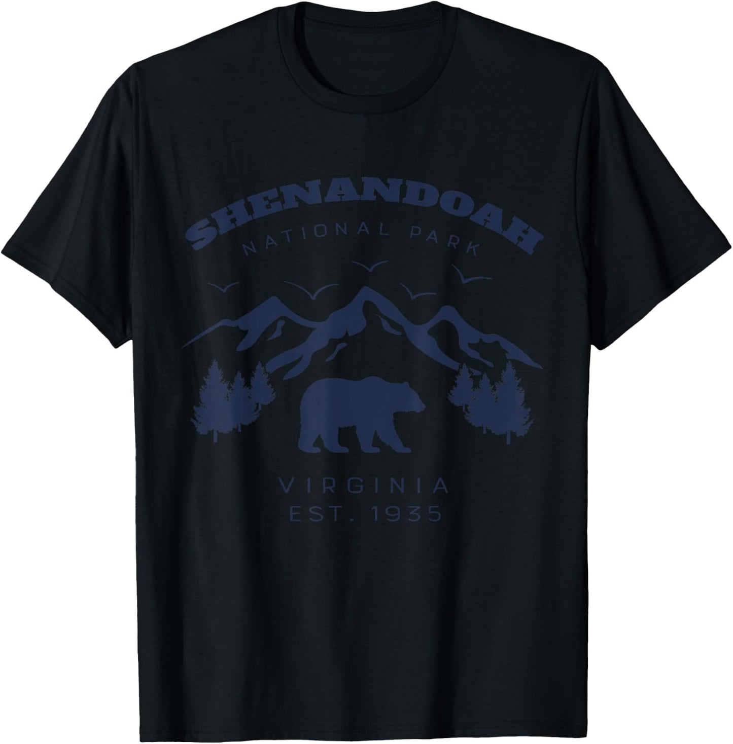 Vintage Shenandoah National Park for kids Hiking Camping T-Shirt - T-Shirt | Black