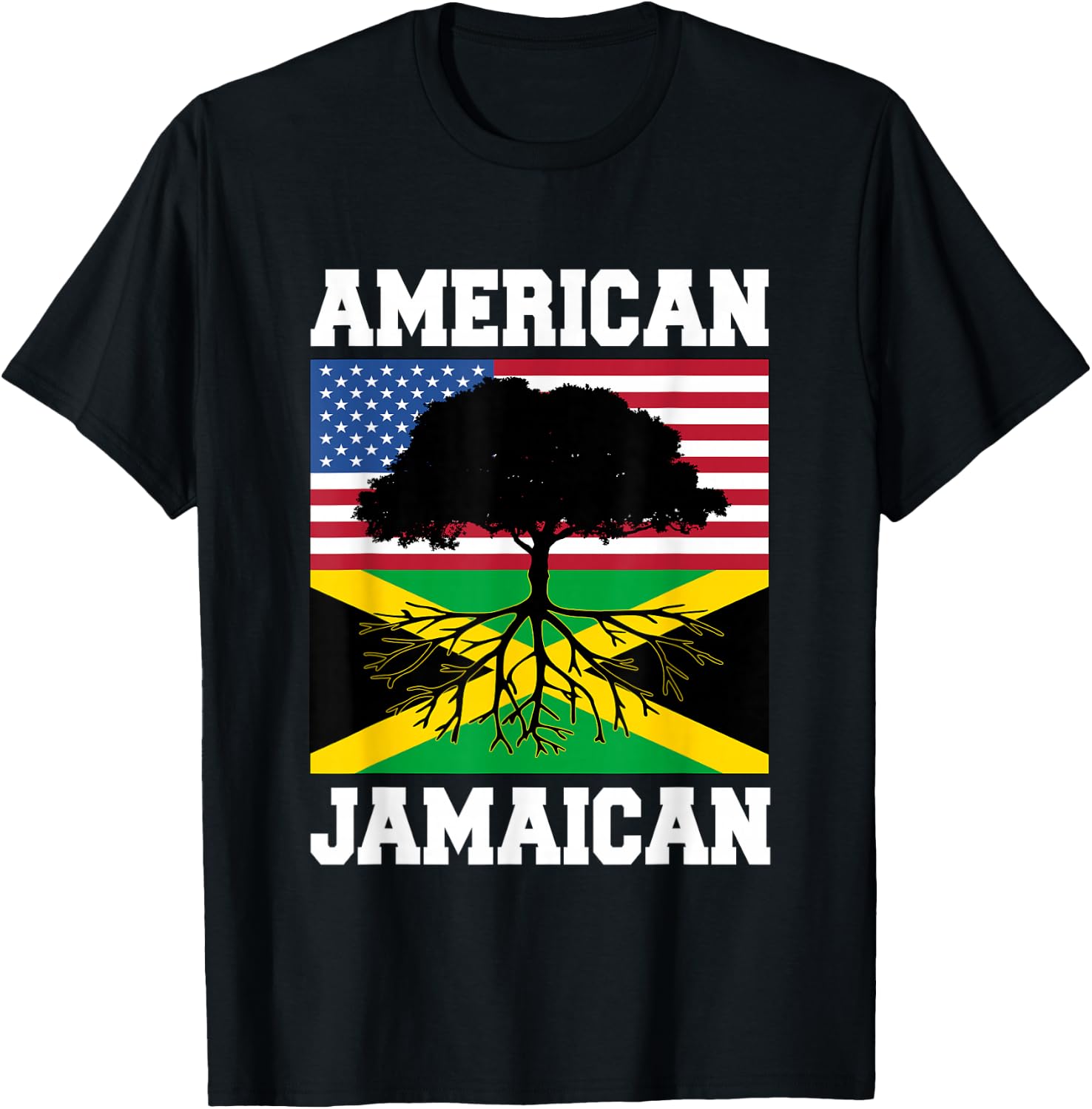 USA Jamaica Flag Jamaican Roots American Born America Small T-Shirt - T-Shirt | Black