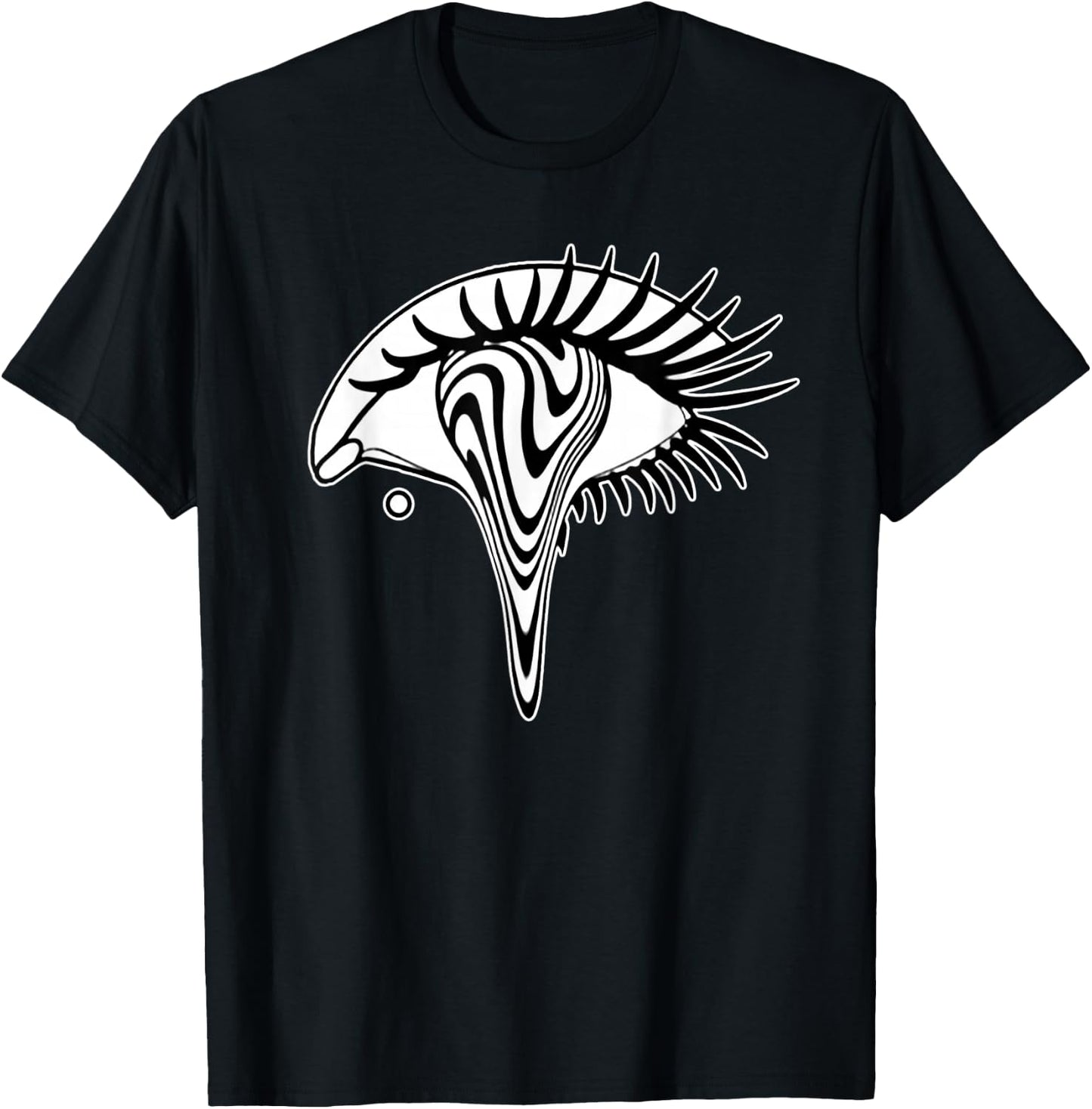 Trippy Eye Blackwork Minimal T-Shirt - T-Shirt | Black