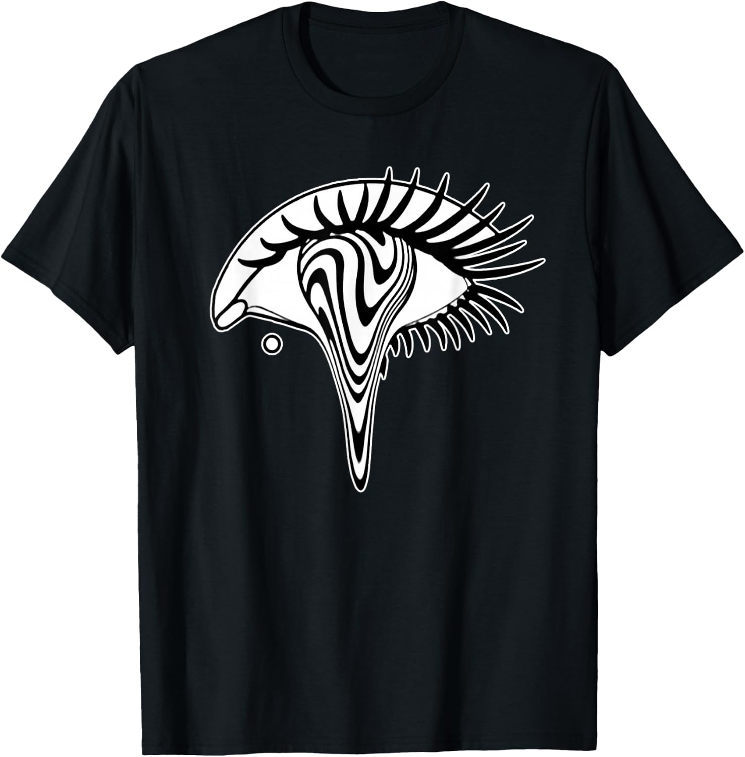 Trippy Eye Blackwork Minimal T-Shirt - T-Shirt | Black
