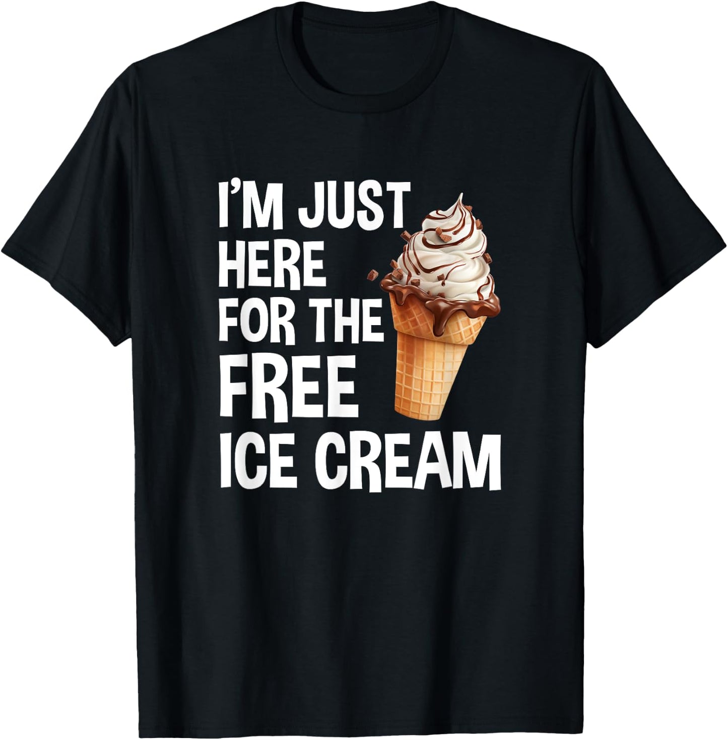 I'm Just Here For The Free Ice Cream Funny Cruise 2025 T-Shirt - T-Shirt | Black