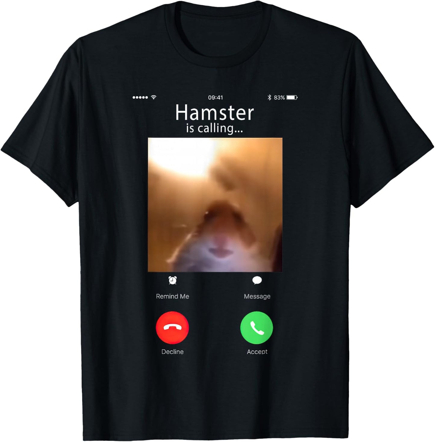 dank Meme Hamster Staring Front Camera Hamster Calling T-Shirt - T-Shirt | Black