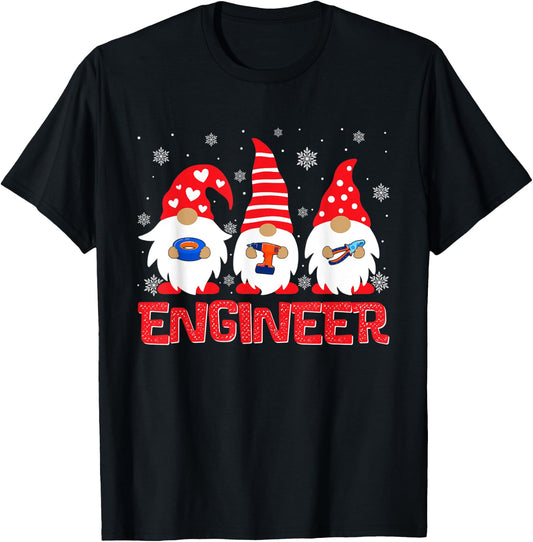 Engineer Gnome Matching Family Christmas Holiday Pajamas T-Shirt - T-Shirt | Black