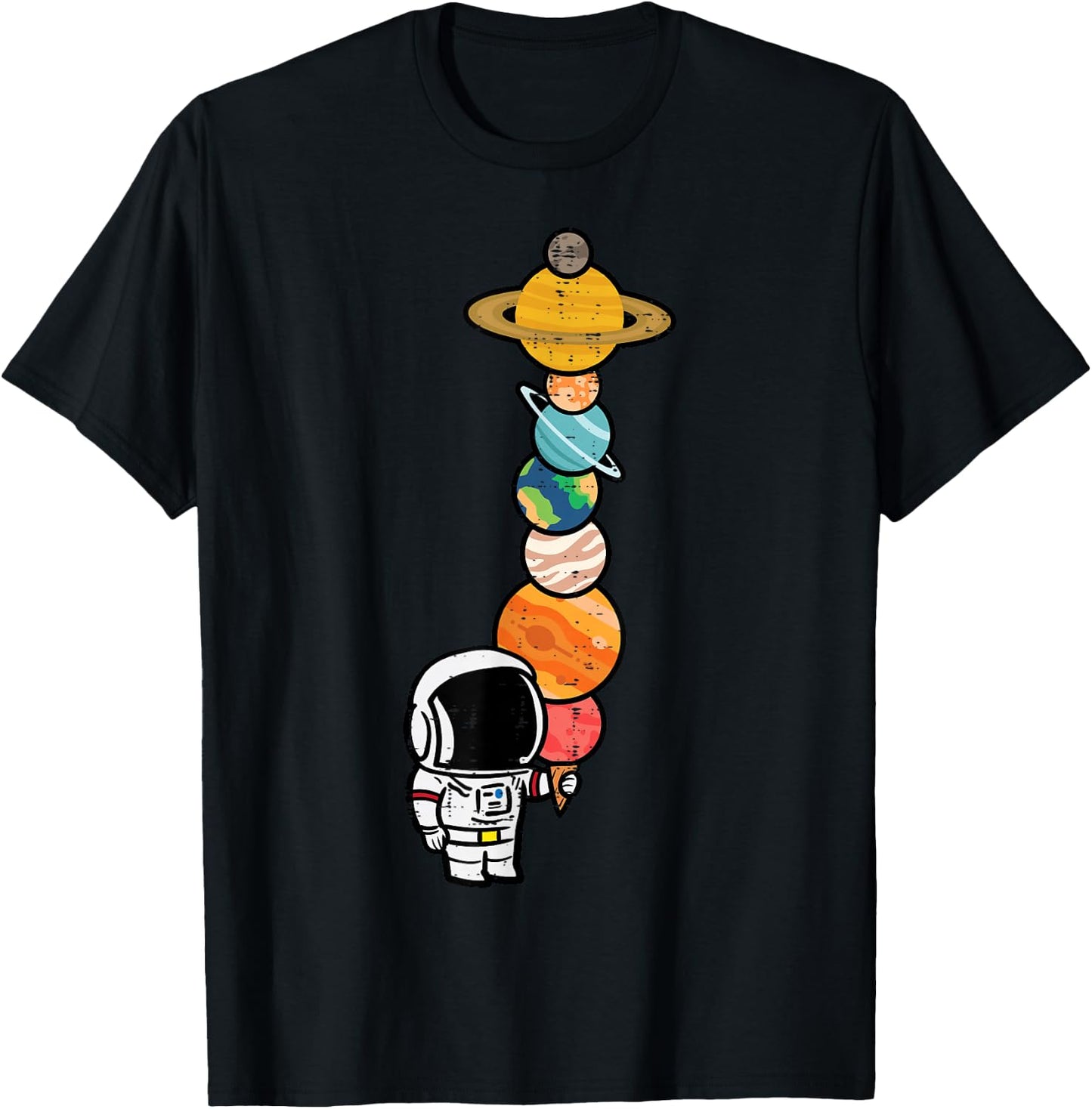 Astronaut Ice Cream Planets Space Boys Girls Kids Women Men T-Shirt - T-Shirt | Black