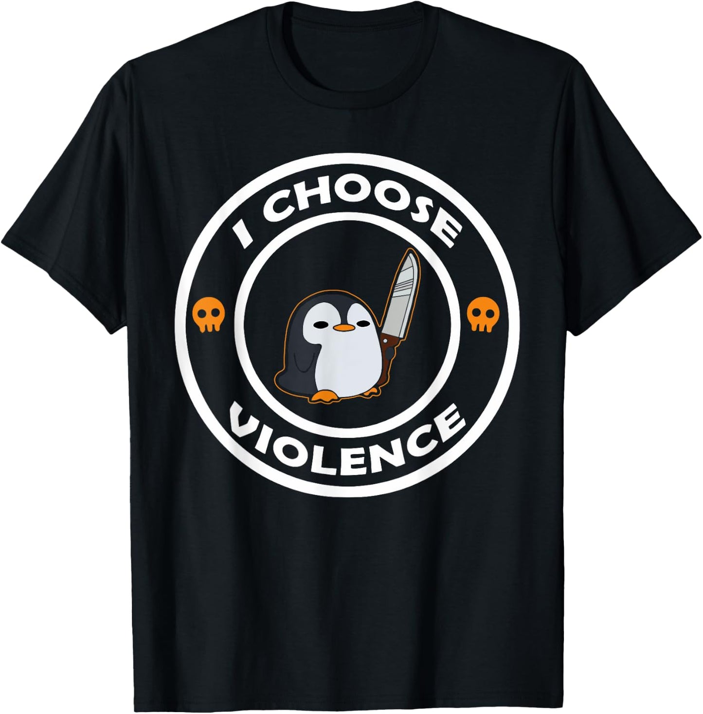 I Choose Violence Funny Animals Cute Penguin T-Shirt - T-Shirt | Black