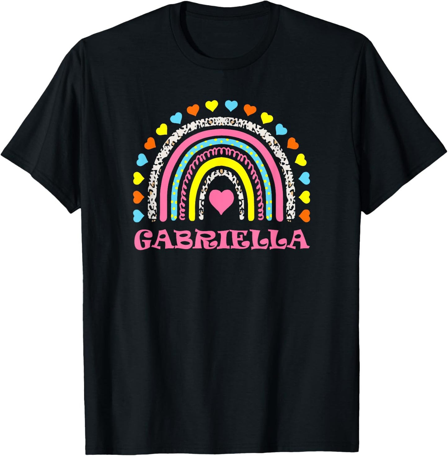 Gabriella Colorful Rainbow Design for Girls Name Gabriella T-Shirt - T-Shirt | Black