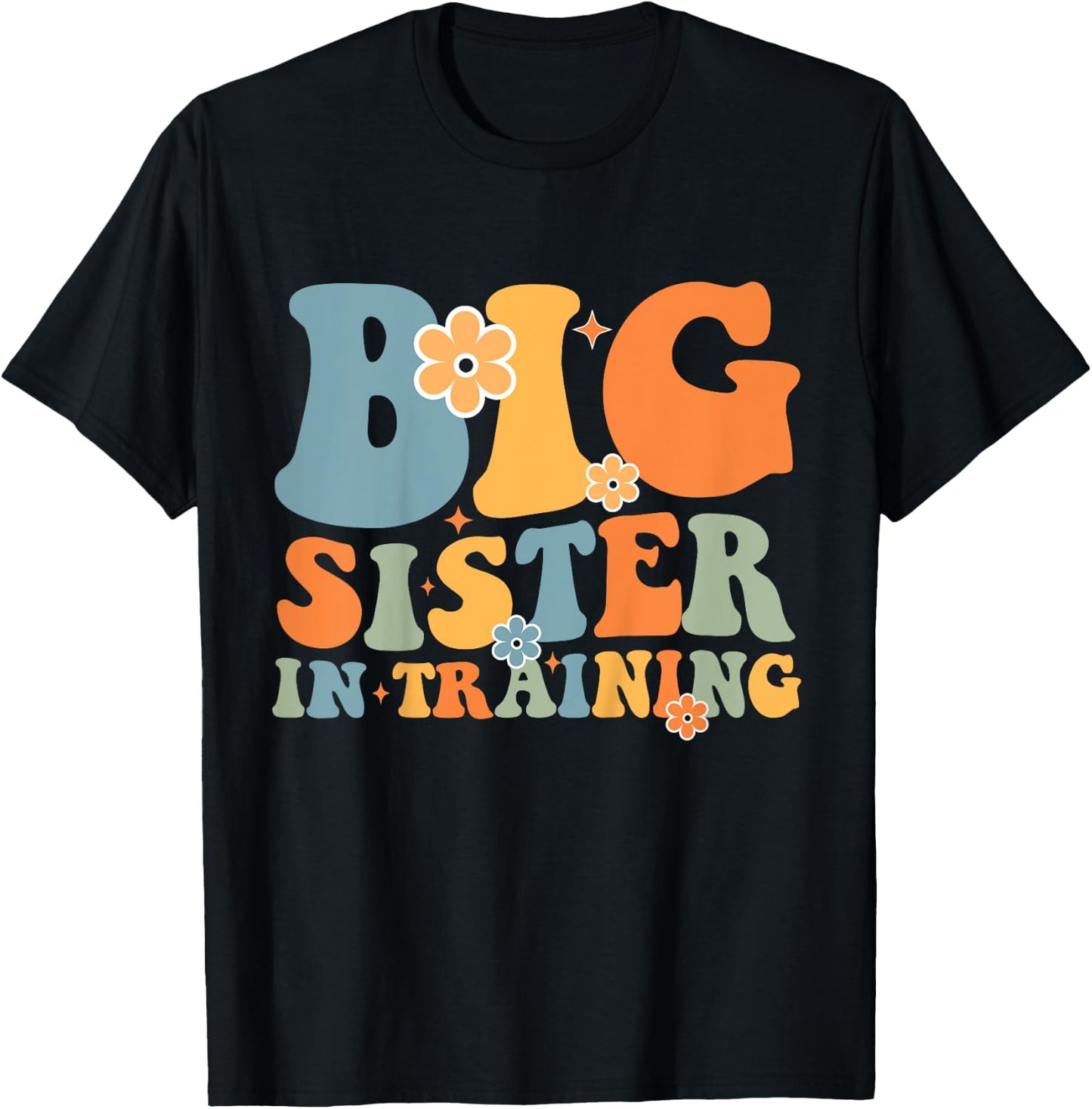 Kids Big Sister In Training Retro Groovy Kids Toddler T-Shirt - T-Shirt | Black