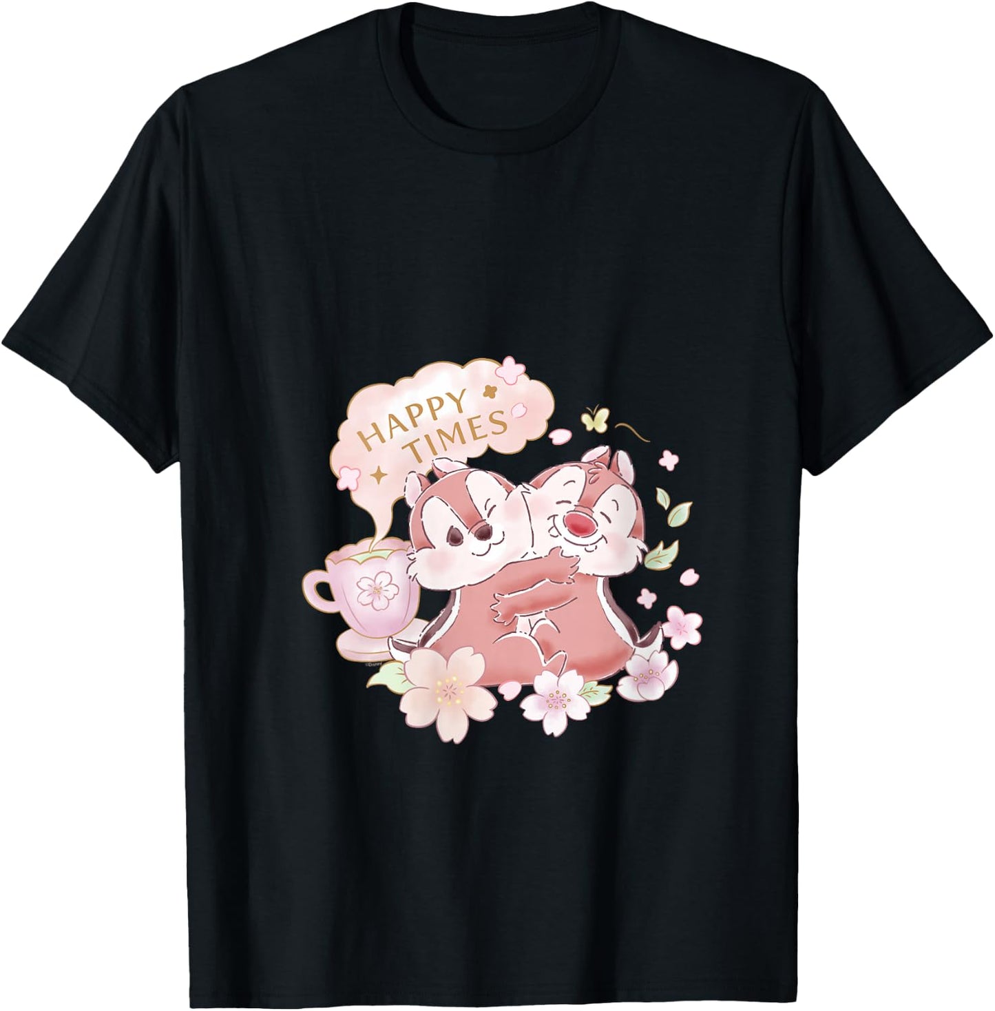 Disney Chip 'n Dale Happy Times Sakura Spring Cherry Blossom V-Neck T-Shirt - T-Shirt | Black
