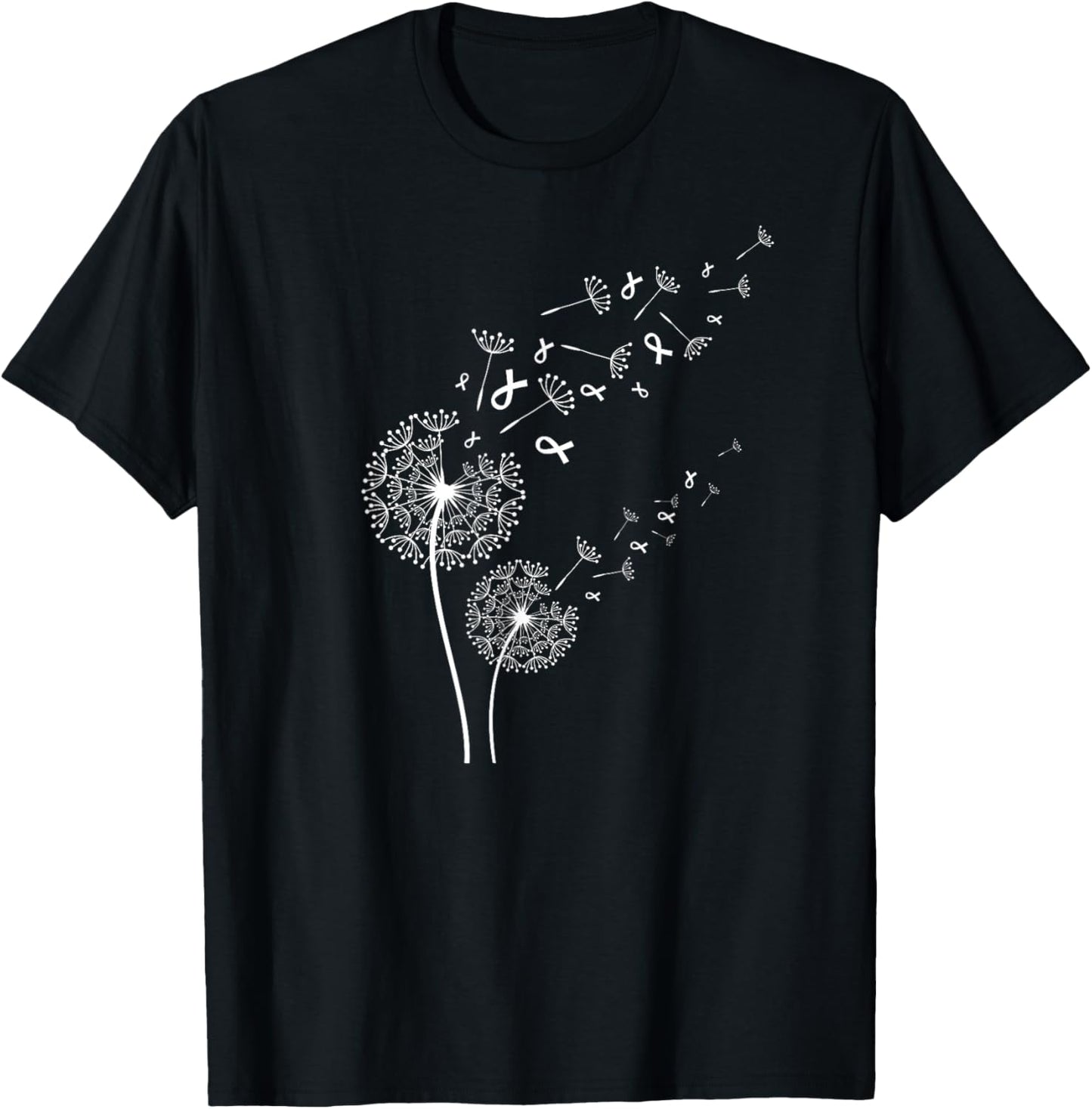 Dandelion Lung Cancer Awareness Month White Ribbons T-Shirt - T-Shirt | Black