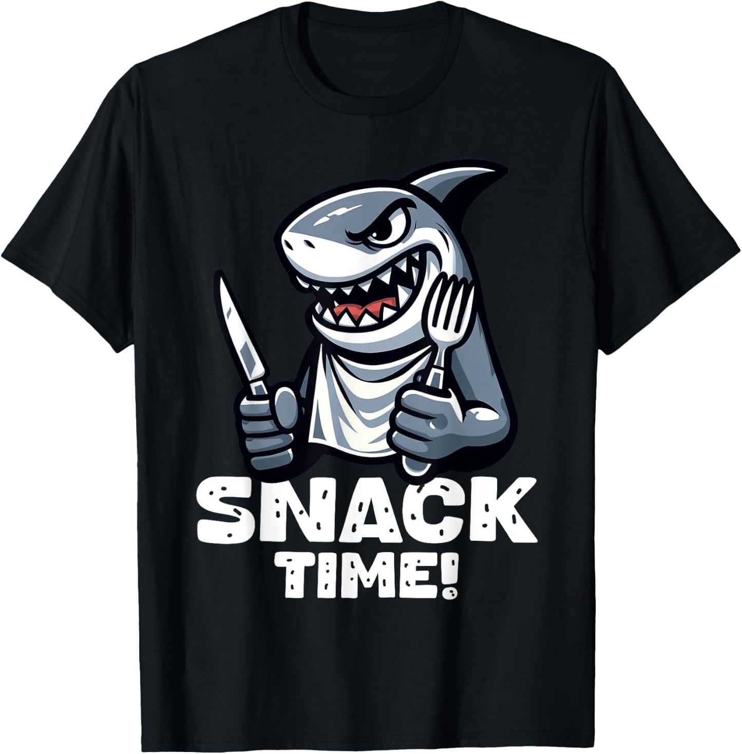 Cool Shark Snack Time Beach Funny Shark Women Girls Kids T-Shirt - T-Shirt | Black