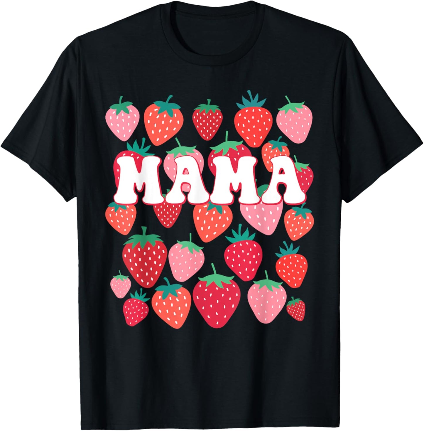Mama Berry Groovy Strawberry Birthday Family Matching T-Shirt - T-Shirt | Black