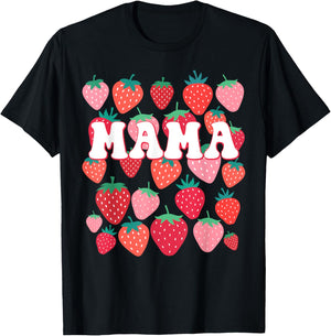 Mama Berry Groovy Strawberry Birthday Family Matching T-Shirt - T-Shirt | Black