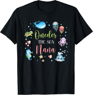 Nana Under Sea Birthday Party Ocean Sea Animals Themed T-Shirt - T-Shirt | Black