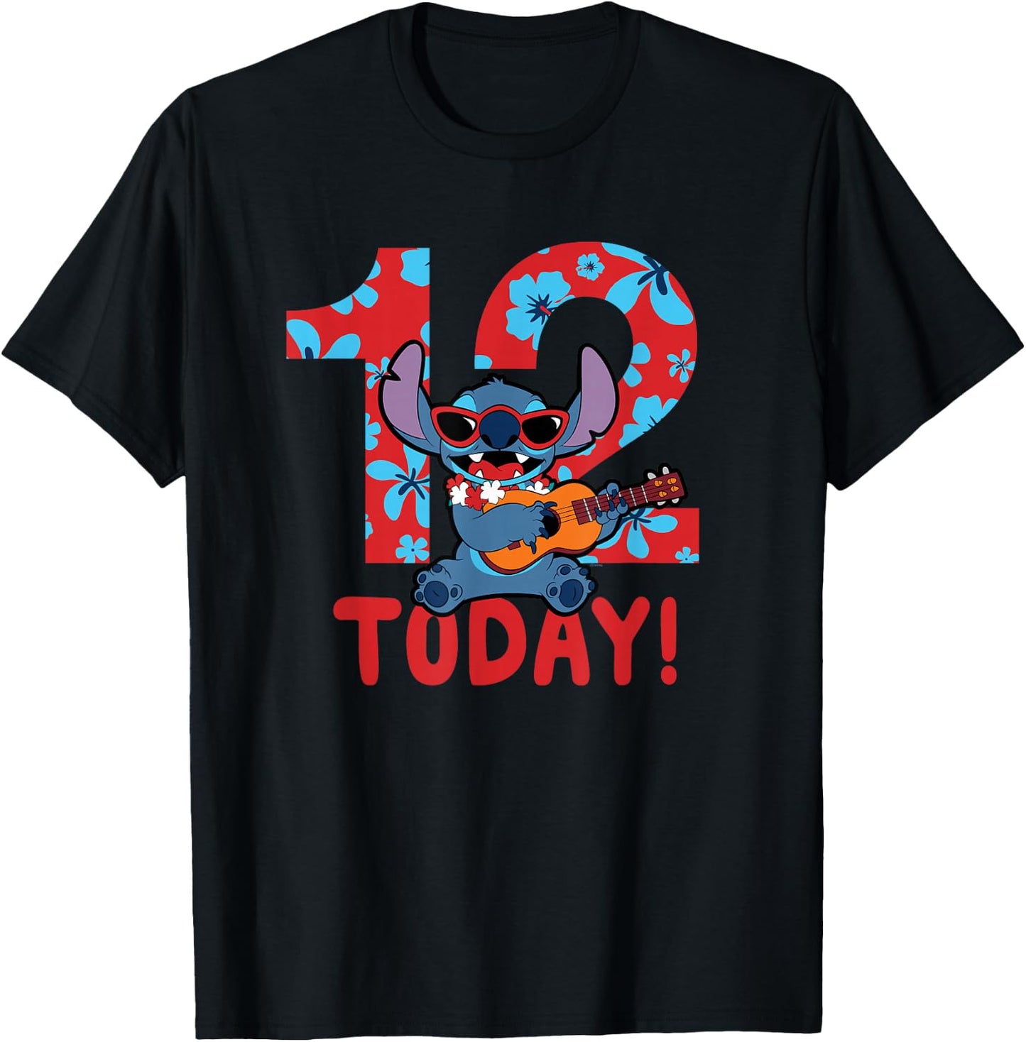 Disney Lilo & Stitch Tropical Birthday 12 Years Old Today T-Shirt - T-Shirt | Black
