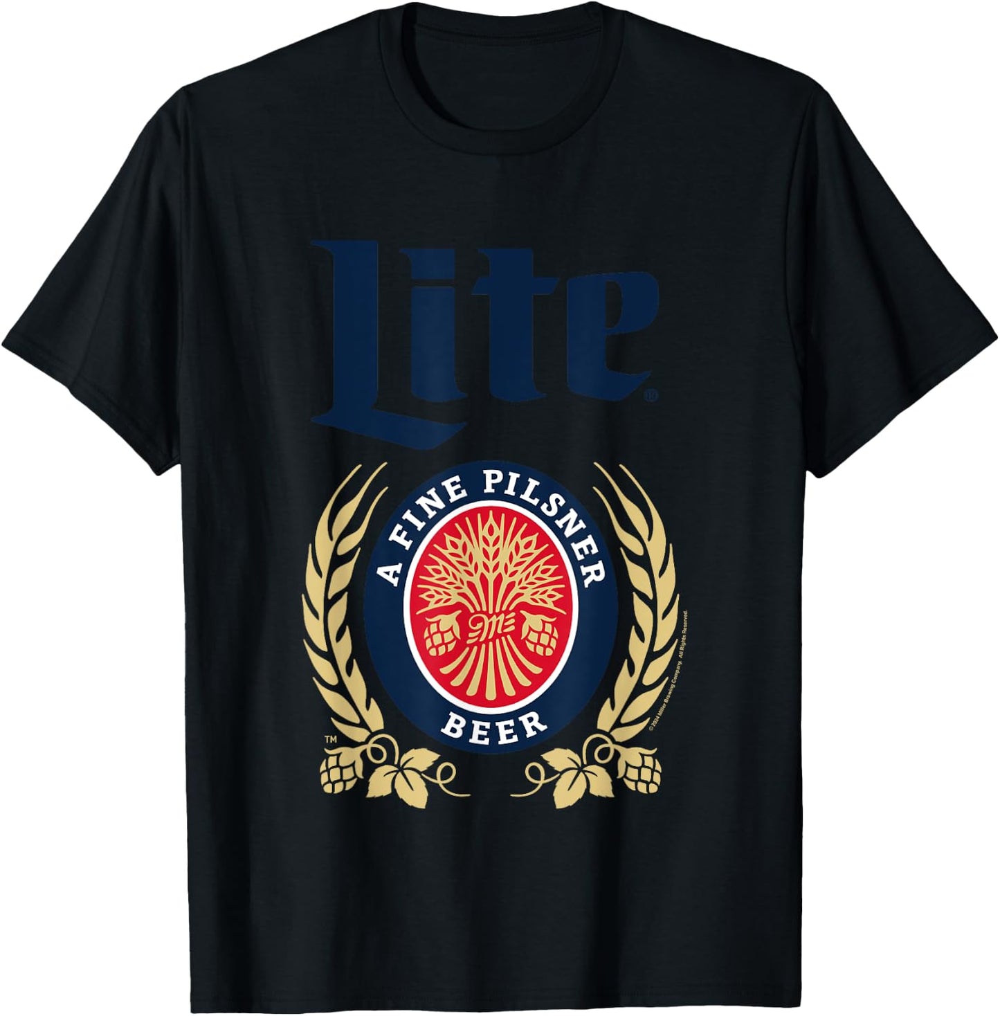 Miller Lite A Fine Pilsner Classic Vintage Logo T-Shirt - T-Shirt | Black