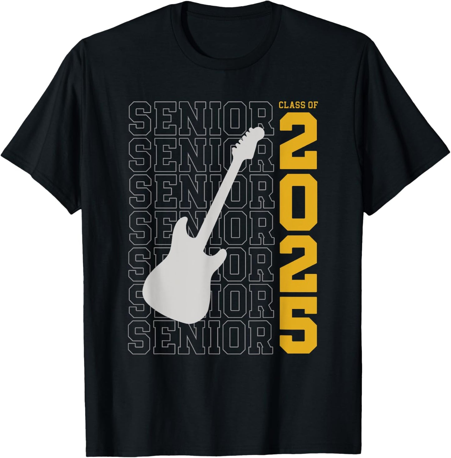 Class of 2025 Senior Guitar for Guitarist T-Shirt - T-Shirt | Black