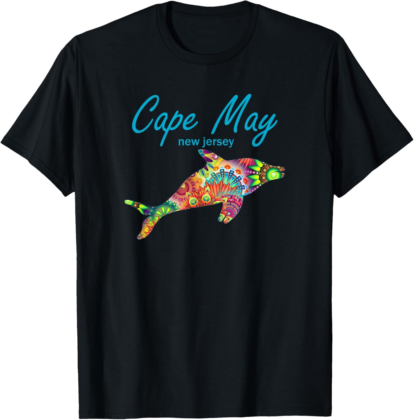 Cape May NJ Beach Dolphin Ocean New Jersey Beach Vacation T-Shirt - T-Shirt | Black