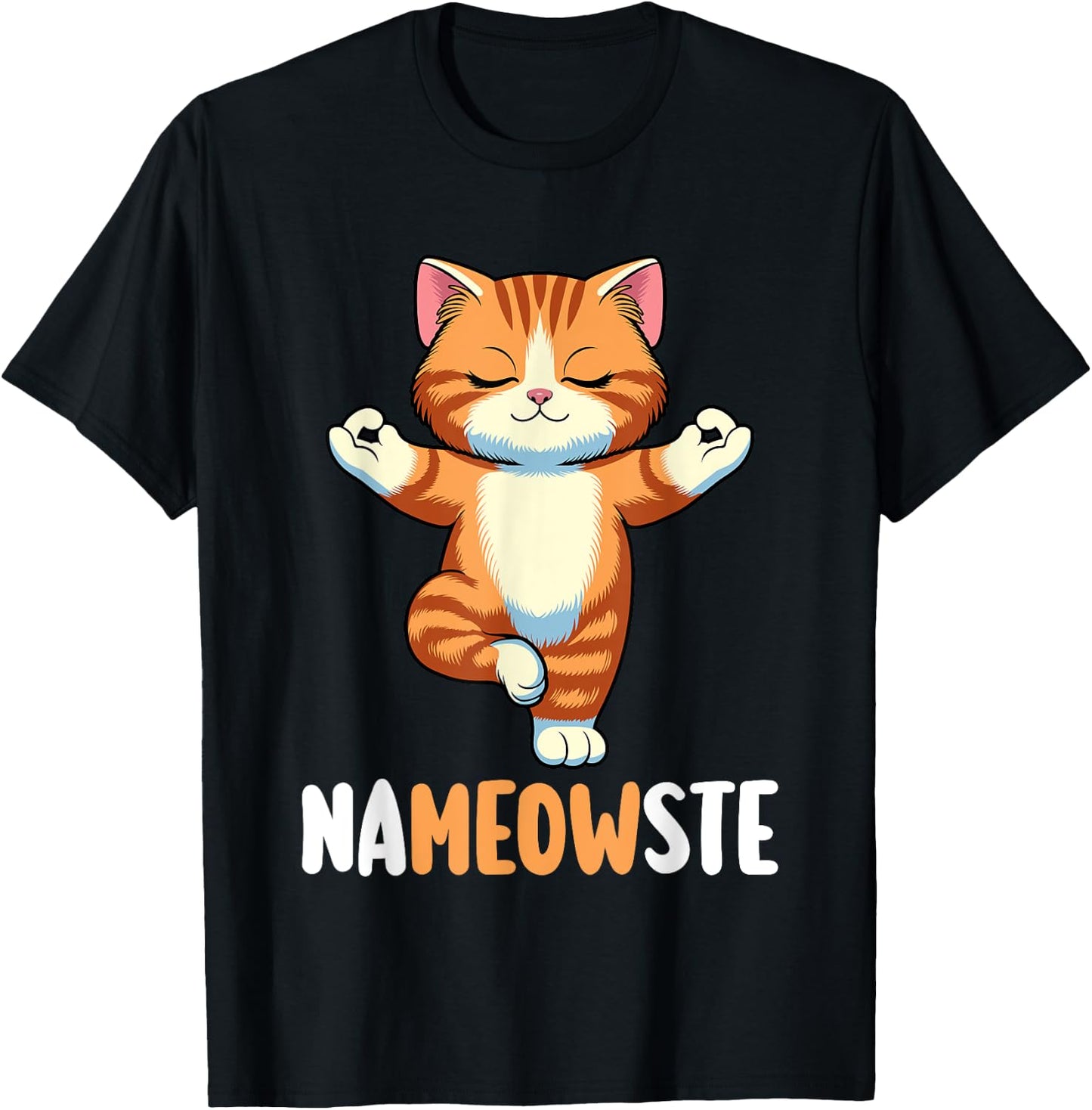 Yoga Cat Nameowste Meditation Zen Kitten Namaste Funny T-Shirt - T-Shirt | Black