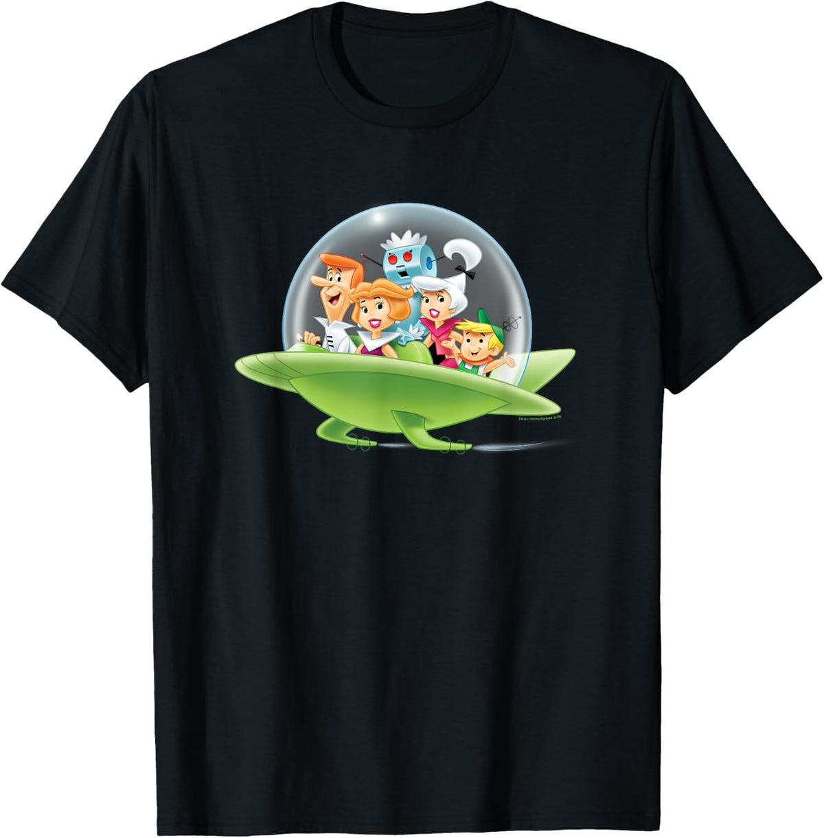 Popfunk The Jetsons Family Cruising -Adults Black Small T-Shirt - T-Shirt | Black