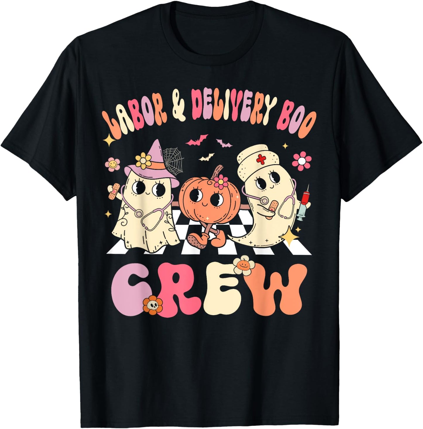 Labor & Delivery Boo Crew Funny Halloween Costume L&D Nurse T-Shirt - T-Shirt | Black