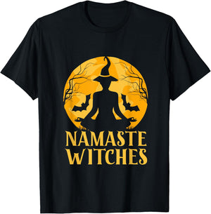 Namaste Witches Halloween Yoga Lover T-Shirt - T-Shirt | Black